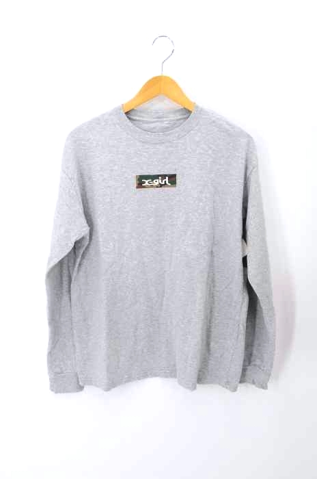 X-girl（エックスガール） カモ柄ボックスロゴロングスリーブTシャツ レディース トップス