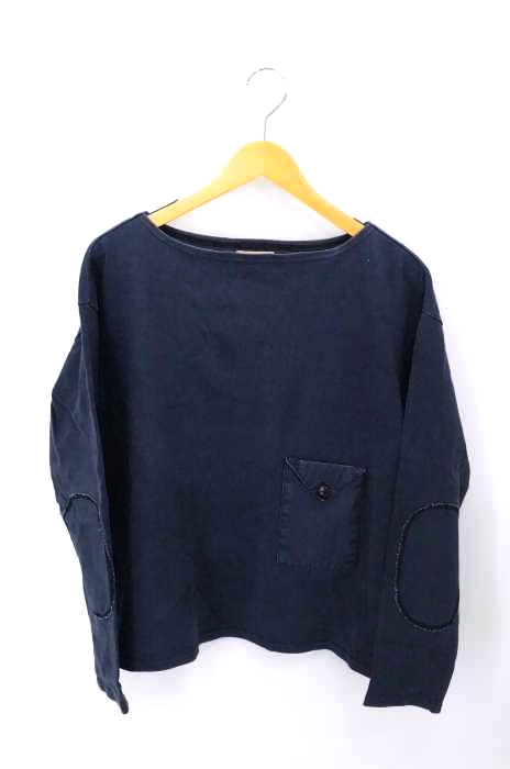 NIGEL CABOURN(ナイジェルケーボン) フロントポケットエルボーパッチコットンボートネックカットソー レディース トップス