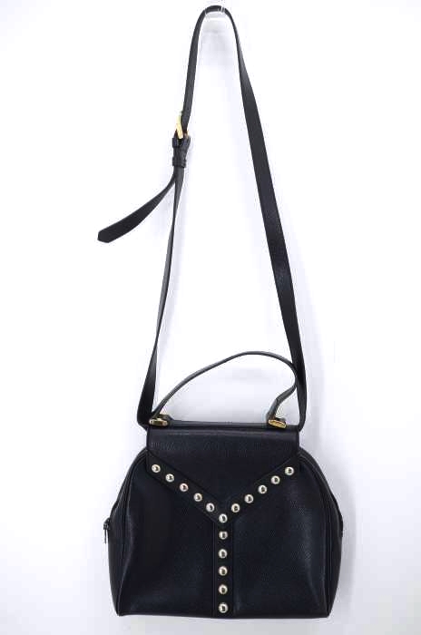 Yves Saint Laurent（イヴサンローラン） OLD スタッズ装飾 レザーショルダーバッグ レディース バッグ