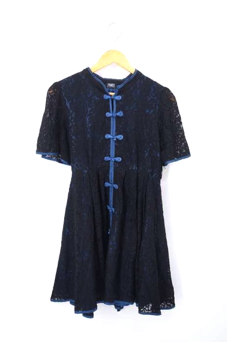 PAMEO POSE MacauLaceMiniDress チャイナワンピース PAMEO POSE パメオポーズ チャイナワンピースミニ丈 ブラック