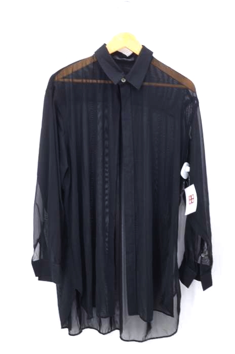 YOHJI YAMAMOTO NOIR（ヨウジヤマモトプリュスノアール） メッシュシースルーボタンレスロングシャツ レディース トップス
