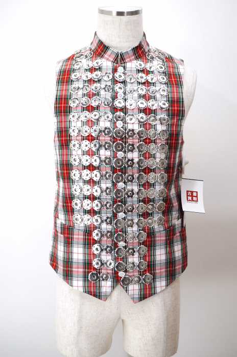 COMME des GARCONS HOMME PLUS (コムデギャルソンオムプリュス) AD2015 スナップボタン装飾チェック柄ベスト メンズ トップス