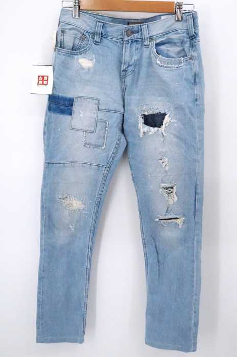 bayflow denim(ベイフローデニム) パッチワーク ダメージデニムパンツ レディース パンツ