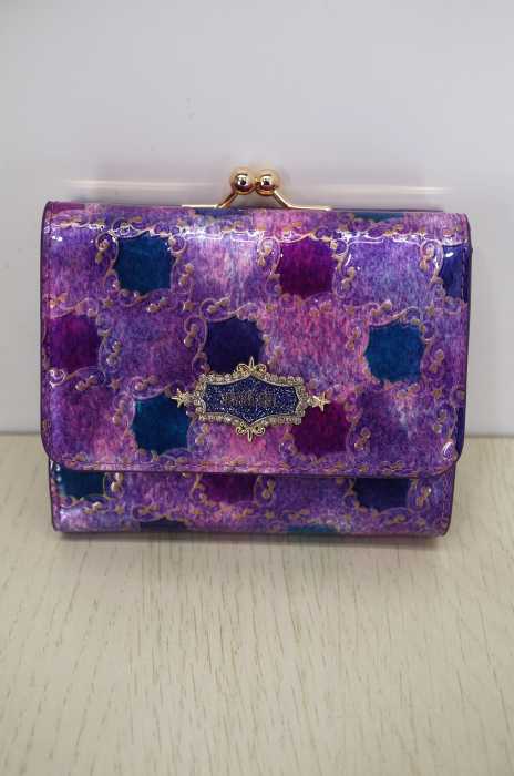 【未使用に近い】アナスイ ミニ財布 ネイビー 型押し加工 キラキララメ アナスイミニ(ANNA SUI mini)の財布/ポーチ- 子ども服のナルミヤ