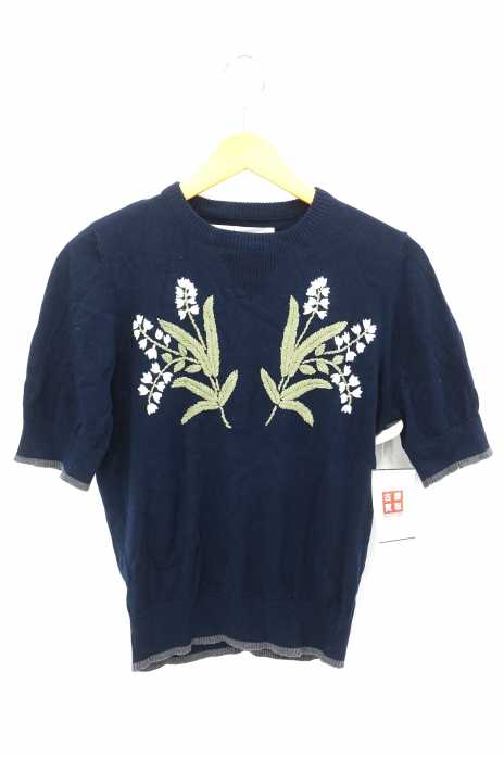 nesessaire（ネセセア） 刺繍コットン半袖ニット レディース トップス