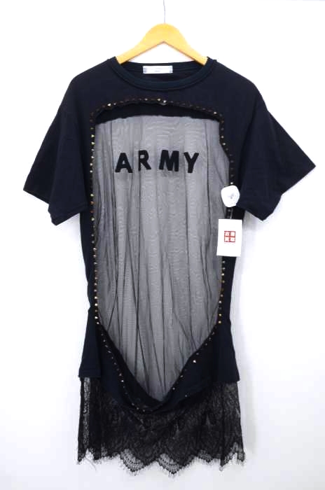 DRYCLEANONLY（ドライクリーンオンリー） ARMY メッシュ切替 スタッズ装飾ワンピース レディース ワンピース