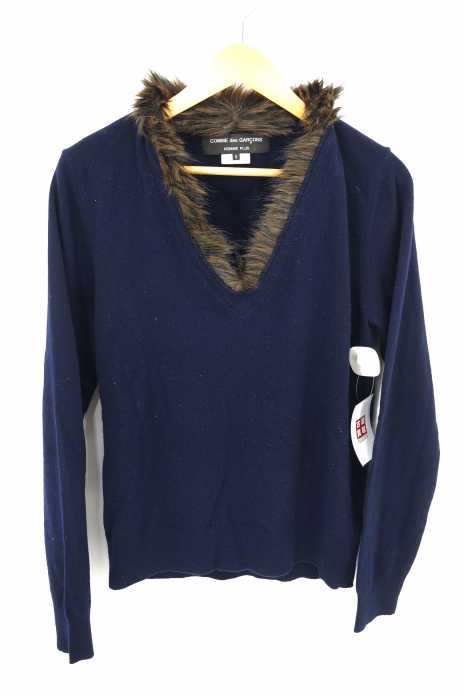 COMME des GARCONS HOMME PLUS （コムデギャルソンオムプリュス） AD2010 10AW ファー装飾Vネックニット メンズ トップス