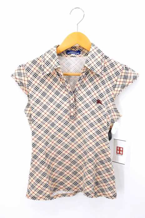 BURBERRY BLUE LABEL(バーバリーブルーレーベル) バーバリーチェック フレンチスリーブポロシャツ レディース トップス