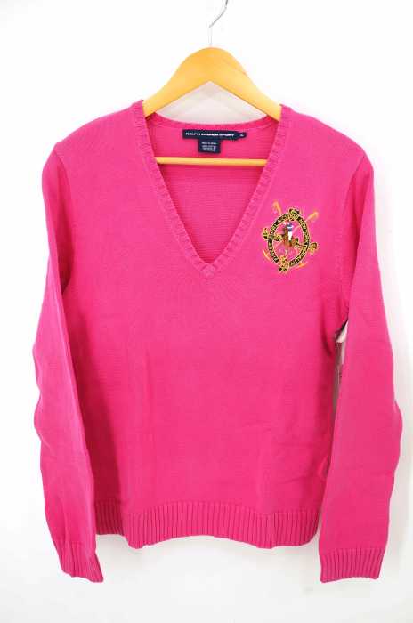 RALPH LAUREN SPORT(ラルフローレンスポーツ) 胸刺繍Vネックコットンニット レディース トップス