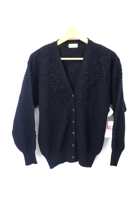 USED古着(ユーズドフルギ) 花刺繍ビーズ装飾 カーディガン レディース トップス