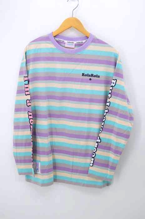 USED古着（ユーズドフルギ） rolarola SLEEVE LETTERING STRIPE T-SHIRT レディース トップス