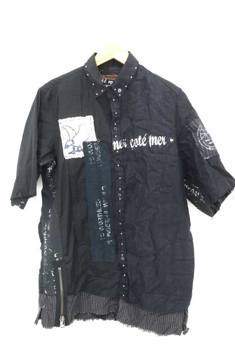 Cote mer（コートメール） サイドジップ切替パッチワークシャツ メンズ トップス