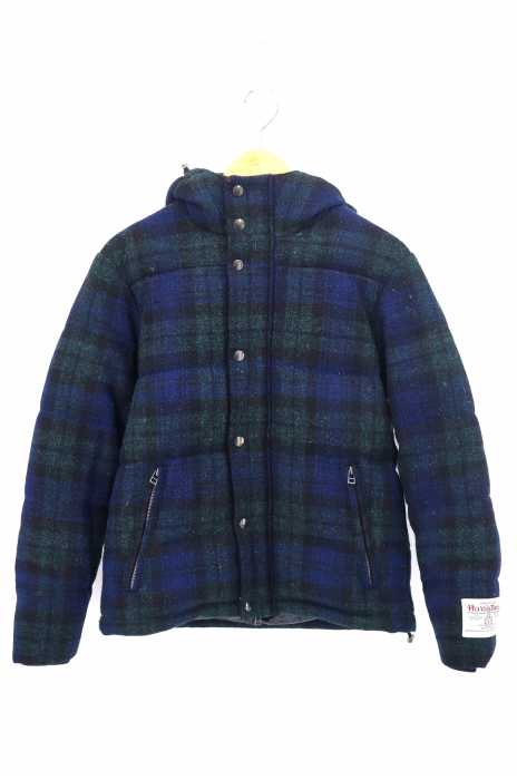 Ciaopanic × Harris Tweed（チャオパニック ハリスツイード） PERTEX ツイード チェック柄フードダウンジャケット メンズ アウター