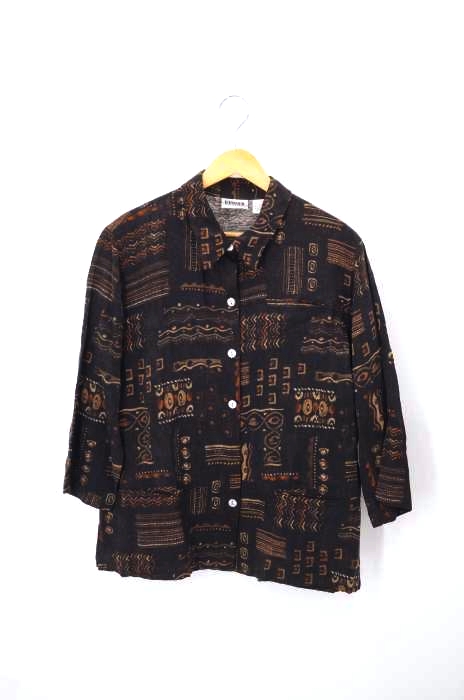 CHICOS DESIGN（チコズデザイン） OLD シェルボタン レトロ柄長袖シャツ メンズ トップス
