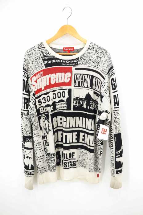 Supreme (シュプリーム) Newsprint Sweater メンズ トップス