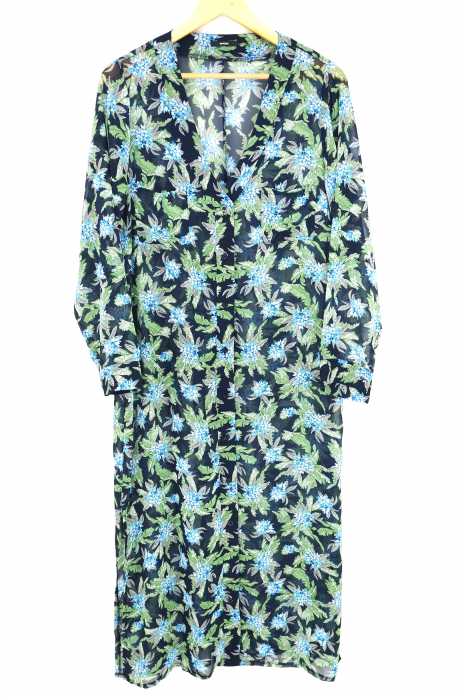 EMODA (エモダ) ノーカラーマキシSH フローラル柄シースルーノーカラーシャツワンピース レディース ワンピース