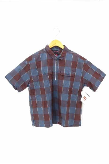 X-girl (エックスガール) PLAID S/S HALF ZIP SHIRT ハーフジップシャツ レディース トップス
