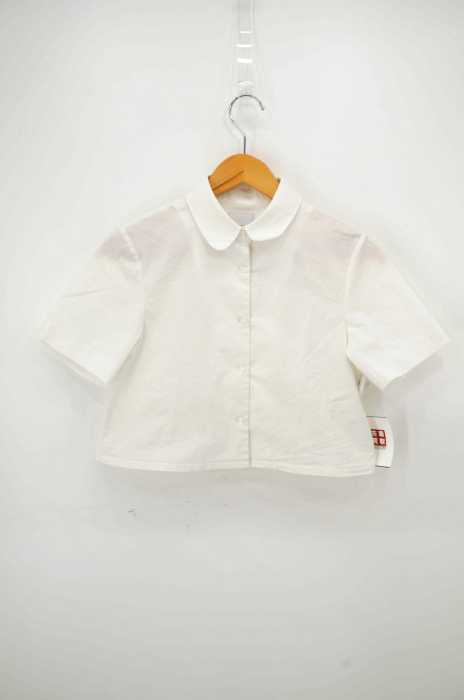 AMERI（アメリヴィンテージ） ラウンドカラーショート丈シャツブラウス  