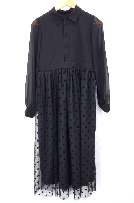 CAROLINA GLASER フロッキードット シャツワンピース
