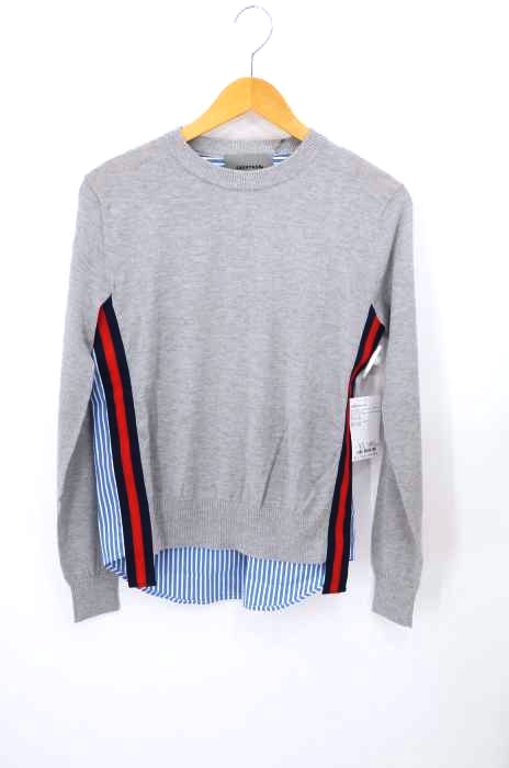 CASHYAGE（カシヤージュ） カシミヤシルクニット&ストライプ シャツ地ドッキングニット レディース トップス