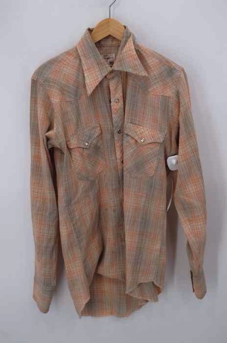 Wrangler（ラングラー） 70S USA製 コットンチェックスナップボタンウエスタンシャツ メンズ トップス