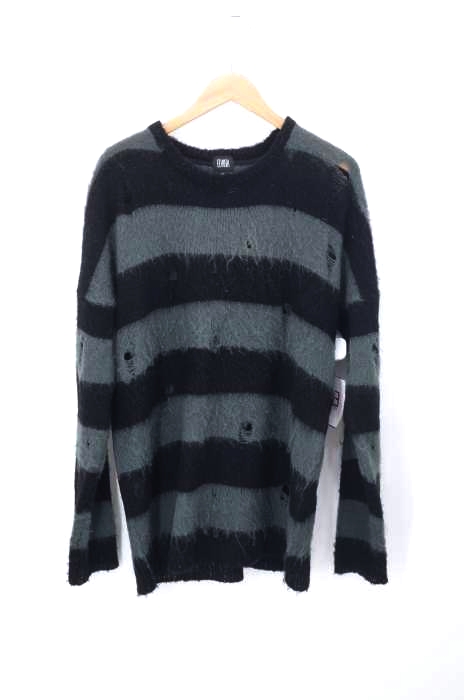 ELVIRA（エルヴィラ） BORDER MOHAIR DAMAGE SWEATER メンズ トップス