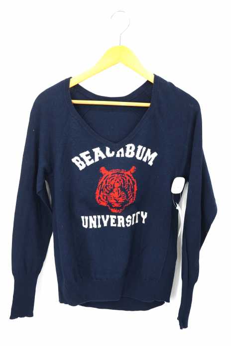 VENERTA knitwear （ヴェネルタニットウェアー） カレッジロゴプリントVネックニット メンズ トップス