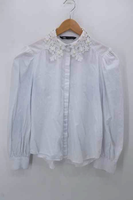 ZARA（ザラ） レース襟ボリュームスリーブブラウス レディース トップス