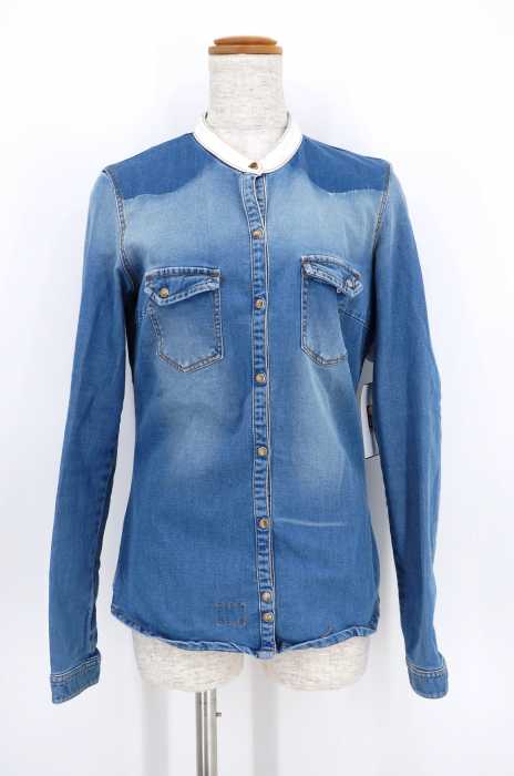 ZARA TRF （ザラティーアールエフ） ノーカラーデニムウエスタンシャツ レディース トップス