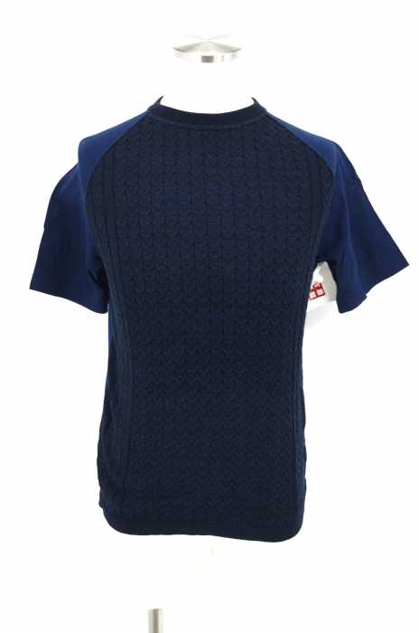 EDIFICE （エディフィス） KNITドッキングラグランケーブルS/S メンズ トップス