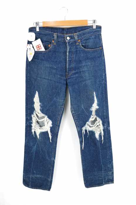 7×7 × Levi's (セブンバイセブン×リーバイス) 90S 501 リメイク ダメージ加工ボタンフライデニム メンズ パンツ
