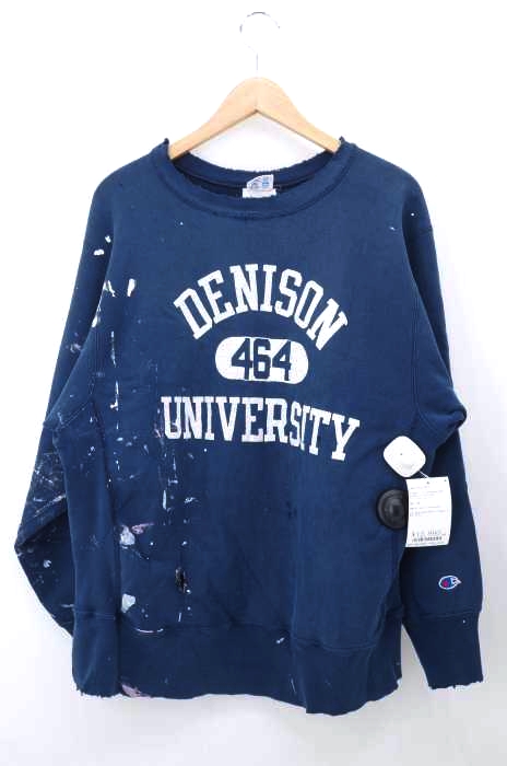 Champion(チャンピオン) 80S USA製 トリコタグ REVERSE WEAVE DENISON UNIVERSITY カプセルラバー3段プリントカレッジスウェット メンズ トップス