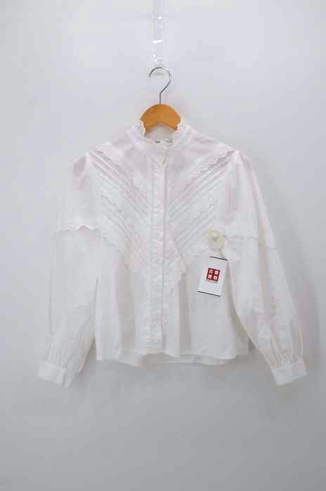 ZARA（ザラ） レース装飾バンドカラーシャツ レディース トップス