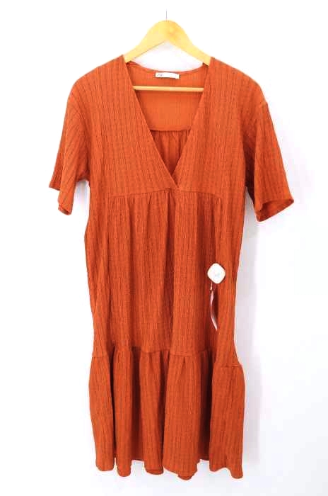 ZARA（ザラ） Vネックプリーツワンピース レディース ワンピース