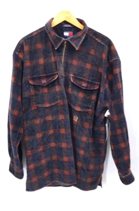 TOMMY HILFIGER（トミーヒルフィガー） 90S チェック柄ハーフジップコーデュロイシャツジャケット メンズ アウター