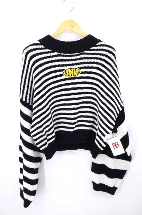 UNIF（ユニフ） モックネック ボーダー ニット レディース トップス