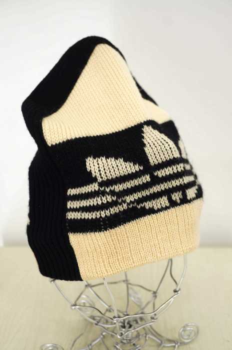 adidas （アディダス） 80s トレフォイルロゴ後期 デサント製 ロゴ刺繍 ニットキャップ メンズ 帽子