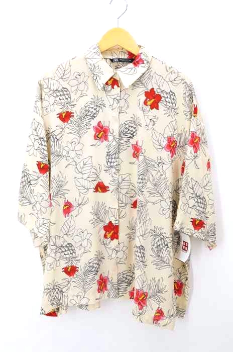 ZARA（ザラ） サテンボタニカルシャツ レディース トップス