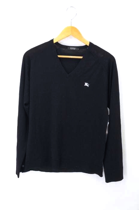 BURBERRY BLACK LABEL（バーバリーブラックレーベル） ロゴ刺繍Vネックニット メンズ トップス