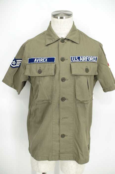 AVIREX(アヴィレックス) COTTON HERINGBONE PATCH SHIRT ワークシャツ メンズ トップス