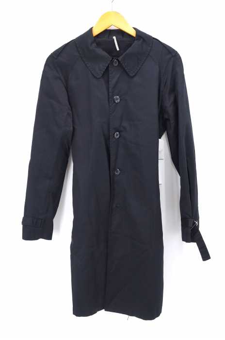 エムズブラック m's braque ステンカラーコート リネン混 フェイクファーライナー レオパード柄 ロング 黒 ブラック /AE IBO86