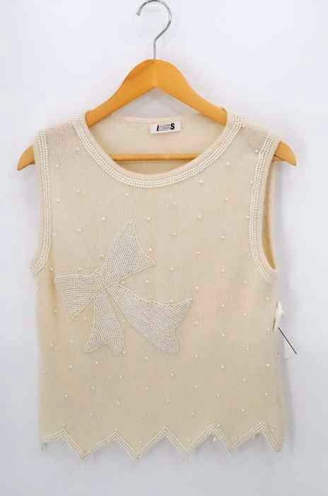 I.S. ISSEY MIYAKE（アイエスイッセイミヤケ） OLD パールデザイン装飾ウールニットベスト レディース トップス