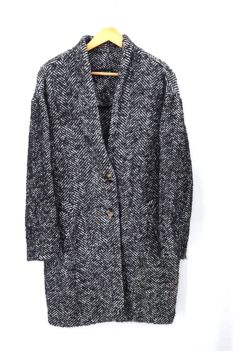ZARA WOMAN（ザラ ウーマン） モヘア混ウールノーカラーヘリンボーンコート レディース アウター