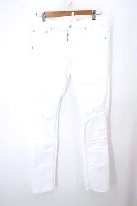 DSQUARED2（ディースクエアード） SLIM JEAN ダメージ加工スキニーホワイトデニム ボタンフライ メンズ パンツ