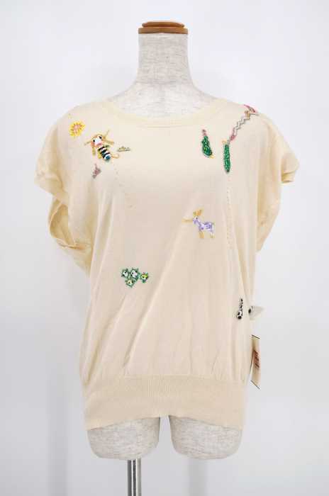TSUMORI CHISATO （ツモリチサト） ビーズ装飾コットンニットベスト