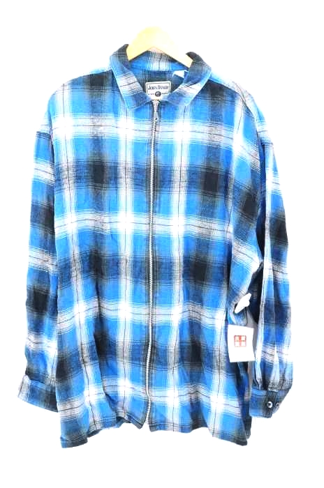 JOHN BANER(フルギ) OLD オンブレチェックジップアップ長袖シャツ メンズ トップス