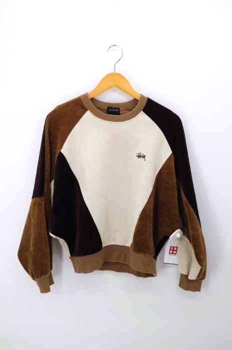 Stussy（ステューシー） ロゴ刺繍 パッチワークコーデュロイスウェット レディース トップス