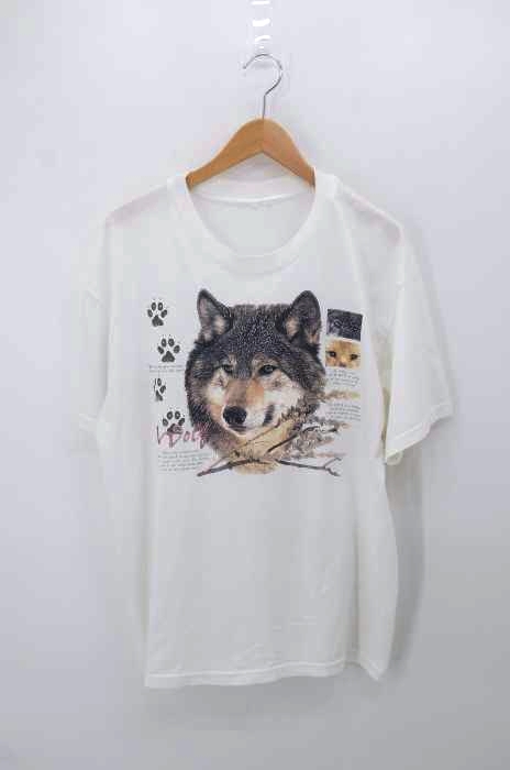 USED古着（ユーズドフルギ） ウルフプリントクルーネックTシャツ メンズ トップス