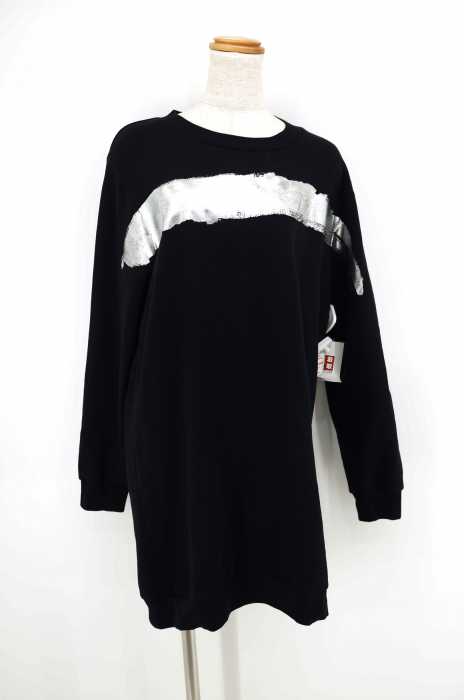 MM6 Maison Margiela （エムエムシックス メゾンマルジェラ） オーバーフィットトレーナー コットンジャージー ブラックシルバーライン レディース トップス