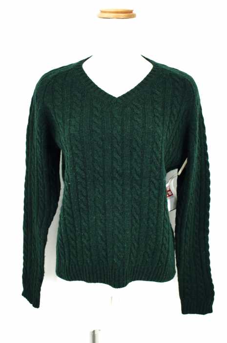 MACPHEE （マカフィー） ウールカシミヤ ケーブルVネックプルオーバー レディース トップス